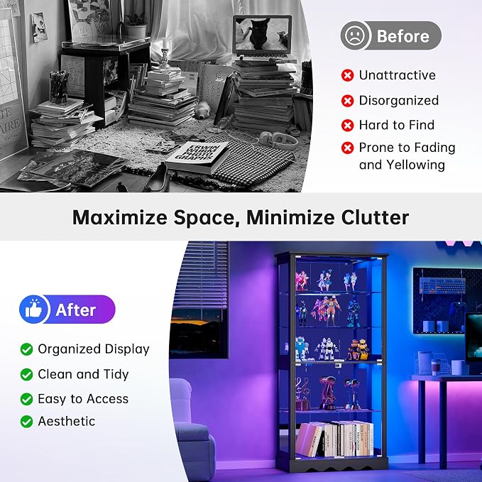 Dystler Display Cabinet with Glass Doors, RGB Lights - Image 8