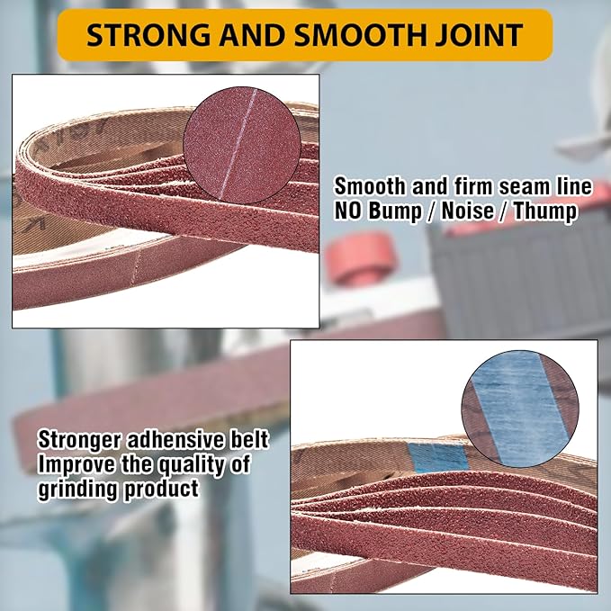 42 Pcs 3/8 x 13 Inch Sanding Belts,3/8x13 Sanding Belts Sandpaper for Air Belt Sander,6 Each of 40/60/80/120/180/240/400 Grits Abrasive File Belts for Wood Sanding and Metal Polishing