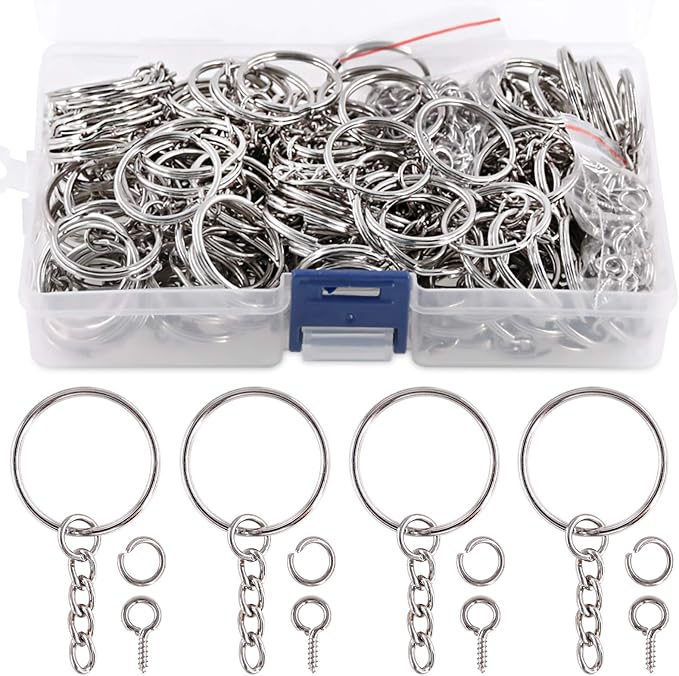 Swpeet 450Pcs 1" 25mm Sliver Key Chain Rings Kit, Including 150Pcs Keychain by Swpeet
