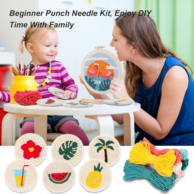 Sukhumvit 8PCS Punch Needle Coaster Kit, Beginners Adults Punch Needle Set - Image 4