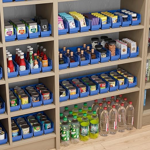 Akro-Mils 30120 Plastic Shelf Bins, Heavy Duty Storage Bins for Garage, Closet, and Drawer Organization, 12-Inch x 4-Inch x 4-Inch, Clear, 24-Pack