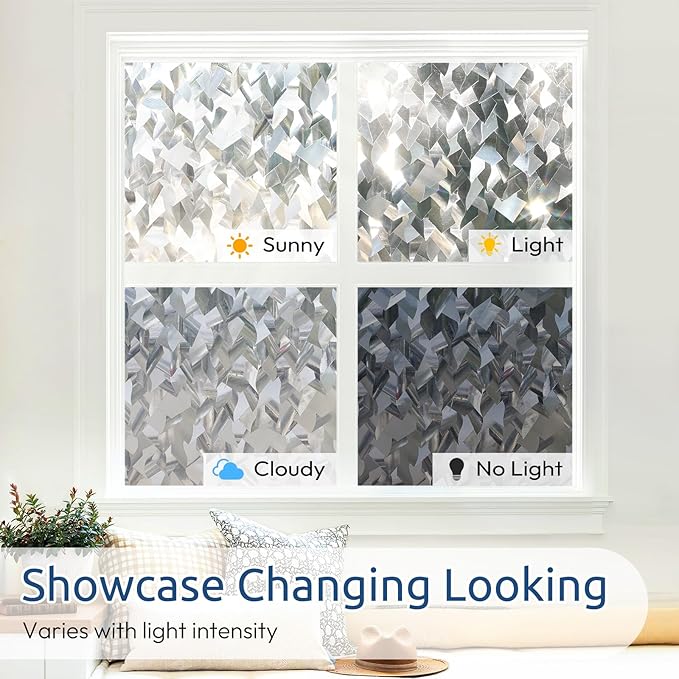 rabbitgoo Window Privacy Film, Crystal Icicles, 35.4" x 78.7" | Stained Glass - Image 6