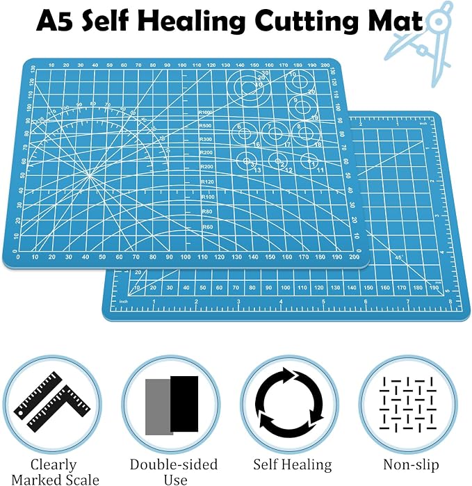 A5 Small Self Healing Cutting Mat, 8in x 6in Double Sided Thickened Sewing Mat - Image 3