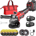 Angle Grinder Cordless 21V: Battery Grinder with 2x 4000mAh, Brushless Motor, Adjustable 3-speed with LED for Cutting Grinding