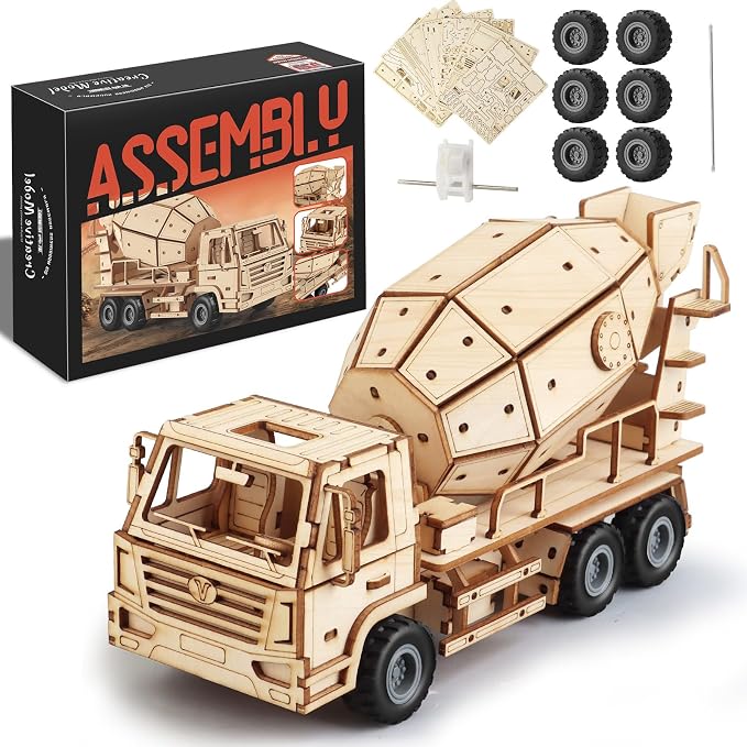 3D Wooden Puzzles Cement Mixer Truck - Image 9