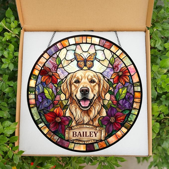 Personalized Dog Stain Glass Suncatcher, Pet Portrait Hanging Gifts, Dog - Image 6