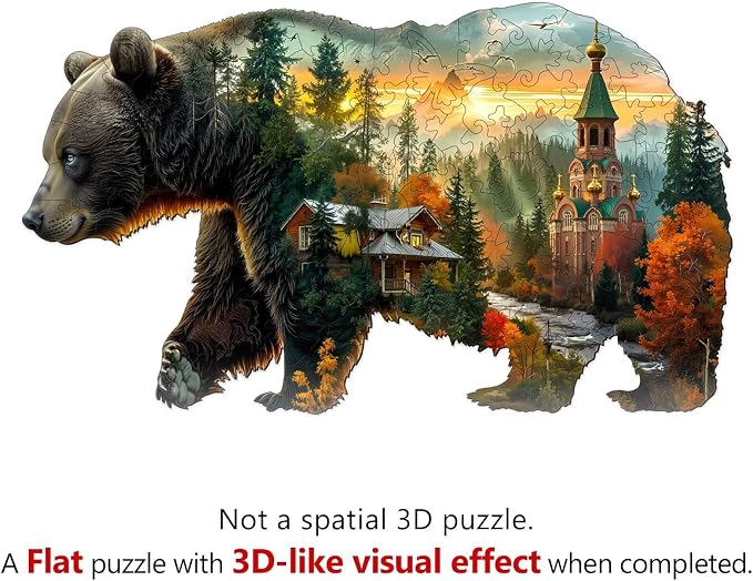 Forest Bear Puzzles Adults Gifts Wooden 110 Pieces 11.4 * 6.7in - Image 9
