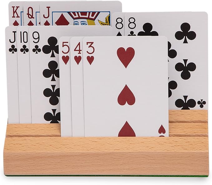 Black long Di fang Standard Size Solid Beech Playing Card Holder-2 Piece - Image 2