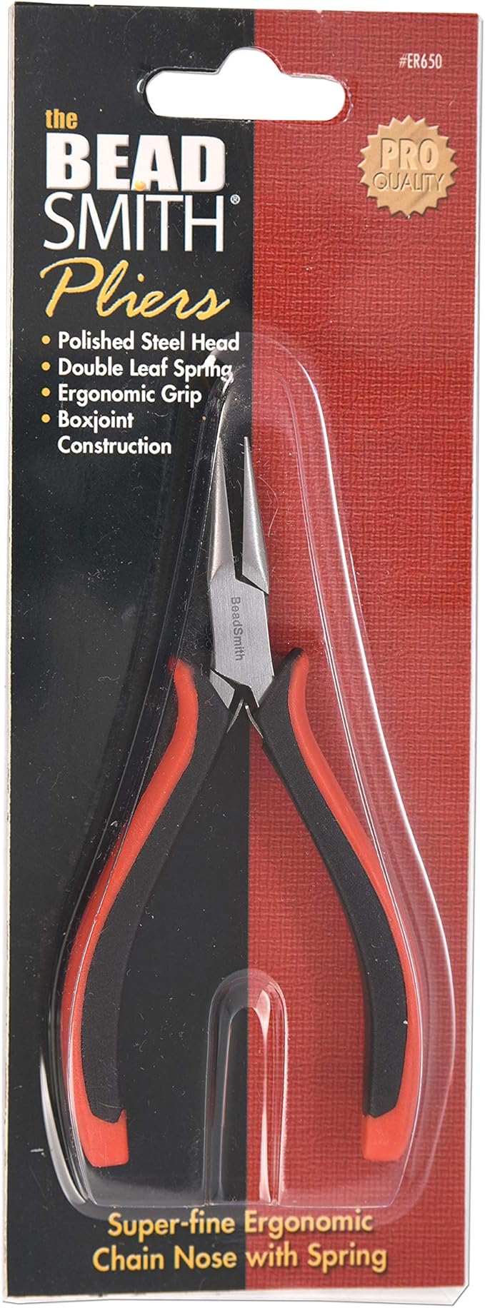 The Beadsmith Chain Nose Pliers – Fine Tips – 5 inches (127mm) – Ergonomic Handle with Double Leaf Springs – Jewelry Making Tool for Creating Bracelets, Earrings and Necklaces