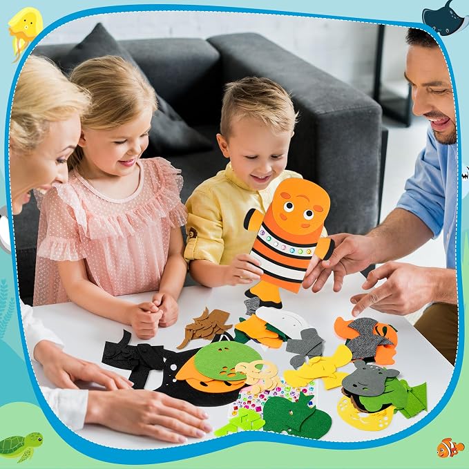 WATINC 12Pcs Hand Puppet Making Kit, Art Craft Felt Sock Puppet Toys, Creative - Image 6