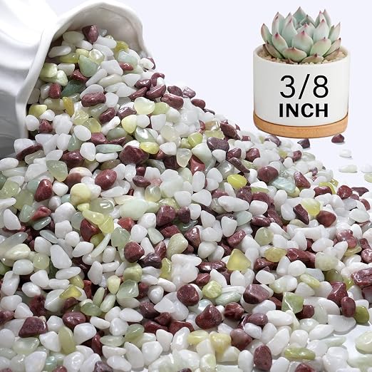 NUPICK 3 lbs Pebbles for Indoor Plants, 3/8 Inch Pea Gravel for Fish Tank by CreateAmazingChoice