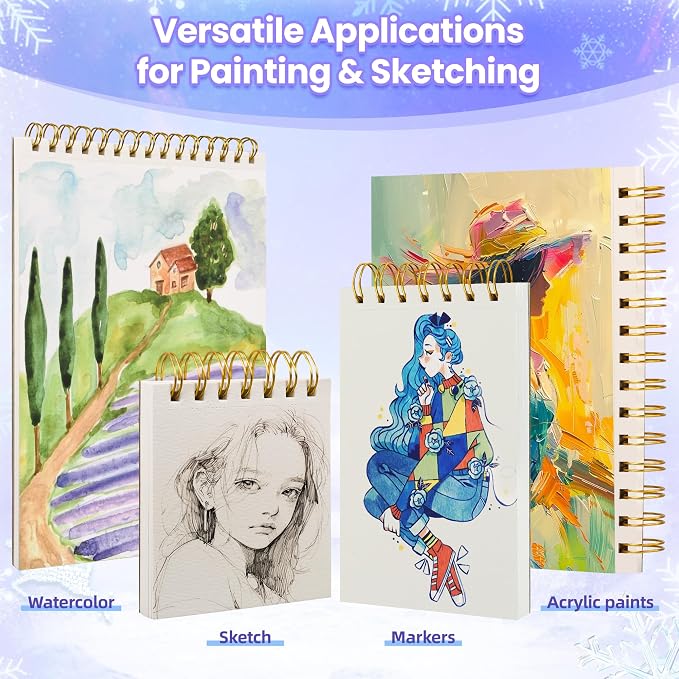 Qlmhudaim Mixed Media Sketchbook 4" x4”| 30 Sheets 140lb/300g | Spiral Bound - Image 4