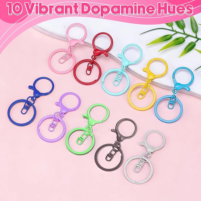 50pcs Lobster Claw Clasps 10 Colors, Metal Keychain Rings - Image 3