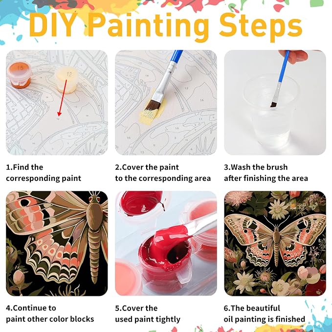 Paint by Numbers for Adult, Moth Paint by Numbers Kit for Adults Beginners - Image 9