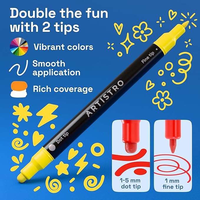 ARTISTRO 24 Precision Dual-Tip Acrylic Paint Markers – Paint Pens Set - Image 3