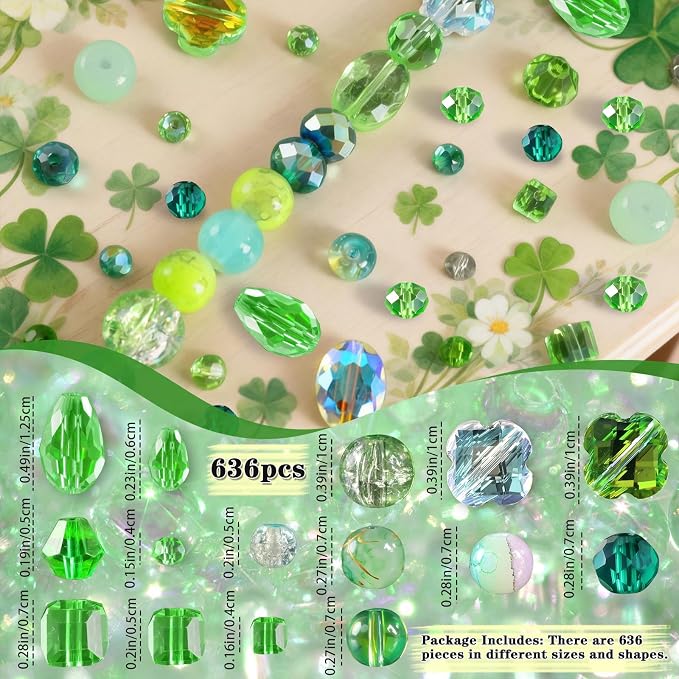 636pcs St. Patrick's Day Glass Beads - Image 4