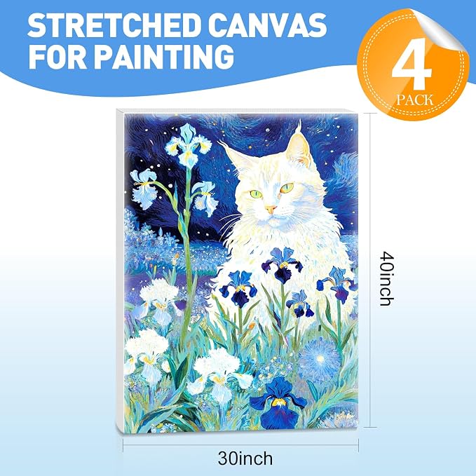 FUMILE Canvas for Painting 30x40, 4 Pack Large Stretched Canvas for - Image 2