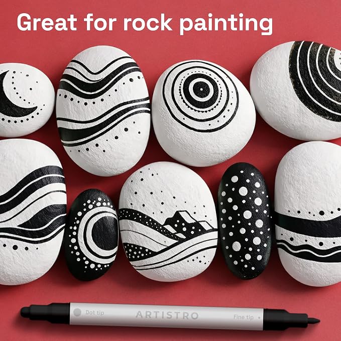 ARTISTRO 36 Black Dual-Tip Acrylic Paint Markers – Paint Pens Set - Image 7