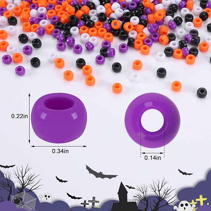 UPINS 1200Pcs Halloween Pony Beads Orange Purple Black White Pony Beads DIY - Image 3