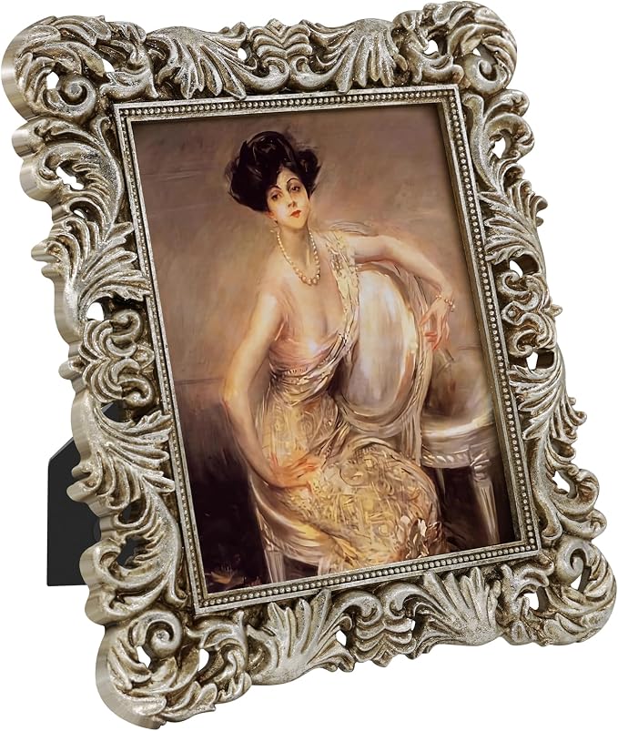 Silver Picture Frame 8x10 Gothic Picture Frames Ornate Vintage | Real Glass - Image 9