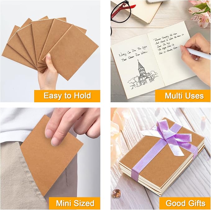 feela 170 Pack Blank Kraft Notebooks, Unlined Sketchbook Mini Cute Note Pad - Image 6