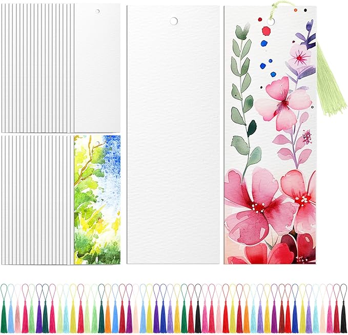 Skyygemm 100 Pcs Watercolor Paper Blank Bookmarks by Skyygemm