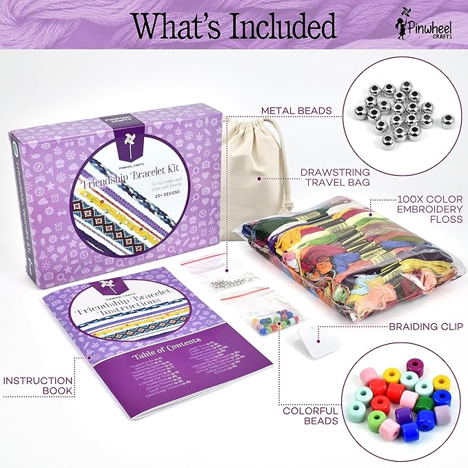 Pinwheel Crafts Friendship Bracelet Kit – DIY String Bracelet Making Kit - Image 3