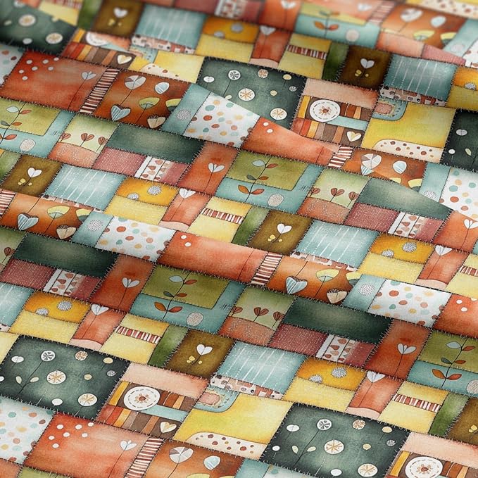 Patchwork Cotton Fabric Panel 61 x 36.6 Inches, Scandinavian Heart Pattern - Image 7