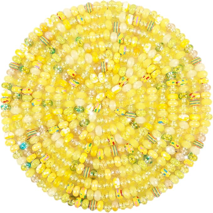 150Pcs Large Hole Beads Spacer Beads Yellow Assorted European Craft Big Beads by BRACELETMAKINGKIT