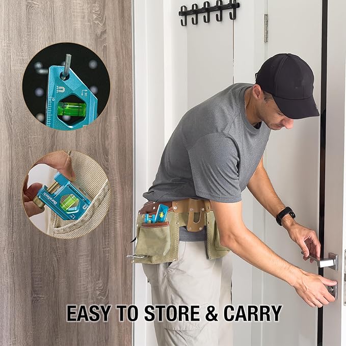 DURATECH 2.5-Inch Level, Magnetic Torpedo Level with 90° Bubbles, V-Groove, Large Viewing Window, Aluminum Alloy Body, Hanging Hole, SAE and Metric Scale for DIY Projects and Household Use