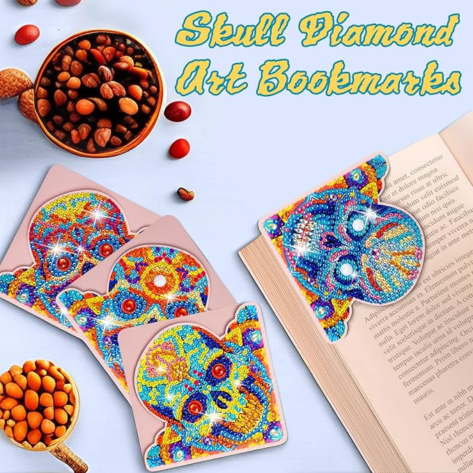 WIVICO 4Pcs Diamond Painting Bookmarks, Diamond Pearl Art Kits - Image 2