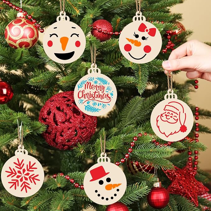 Augshy Christmas Snowman Face Stencils, 56 Pack Reusable Plastic Drawing - Image 6