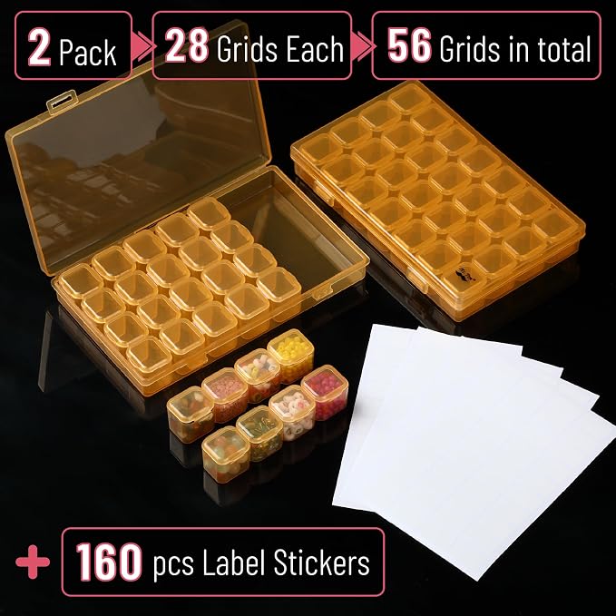 Mr. Pen- Bead Storage Containers, 28 Grids, 2 Pack, Transparent Orange | 160 - Image 2
