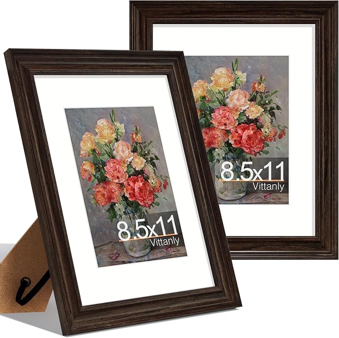 Vittanly 8.5x11 Picture Frames Set of 2, Ornate Vintage Photo Frame by Vittanly