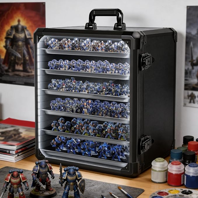 WELIDAY Miniatures Storage Case Miniatures Transport Case Aluminum Alloy Frame - Image 7