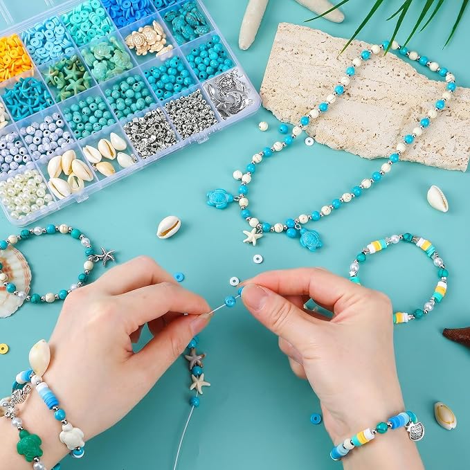 UPINS 2100Pcs Ocean Beads Bracelet Making Kit, Summer Beach Beads - Image 4