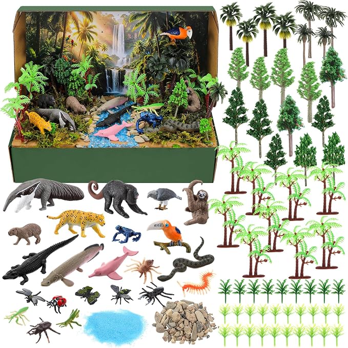 90 Pcs Tropical Rainforest Diorama Kit Habitat Project Box Set Rainforest by Unknown