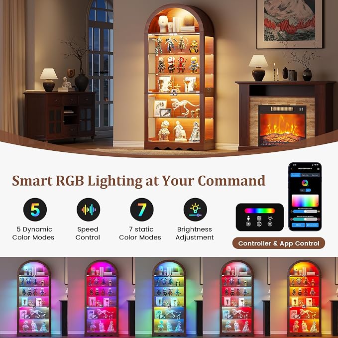 6-Tier Arched Glass Display Cabinet - Image 3