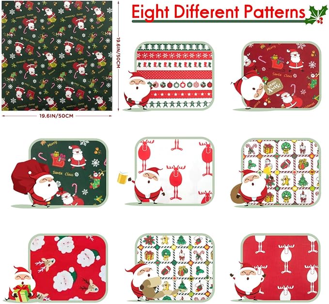 Aubliss 8pcs Fat Quarter Fabric Bundles Quilting Cotton Craft Fabric Pre-Cut - Image 3