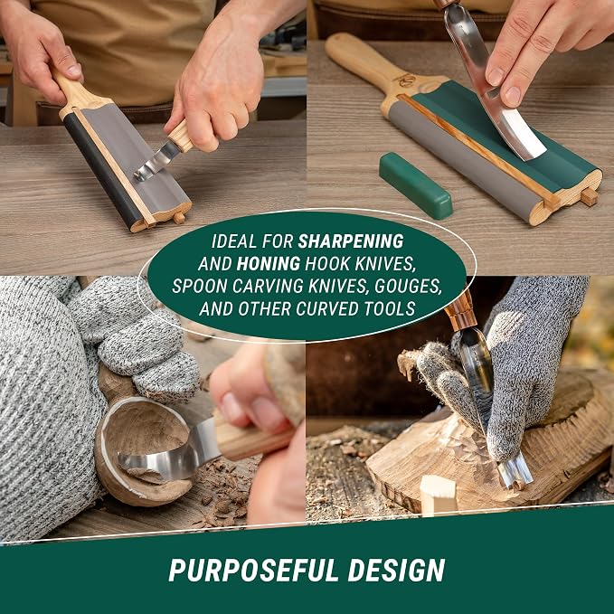 BeaverCraft LS5P1 Wood Carving Strop Wood Carving Gouge Hook Knife Sharpening - Image 2