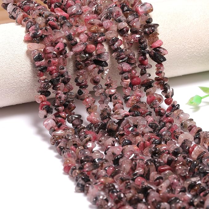 200 Pcs Crystal Chip Beads for Jewelry Making 5-8mm Rhodonite | Natural Chip by DQJRJTJewelryMakingCraftsSupplies