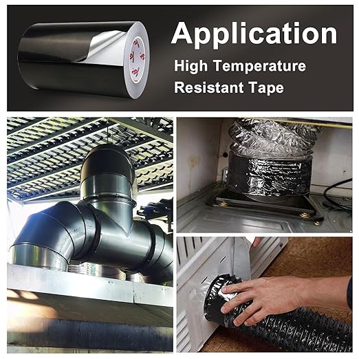 BOMEI PACK Black Aluminum Tape, 8 Inch x 165 Foot, Waterproof, Black Foil Tape for HVAC, Air Ducts, Pipe, Metal Repair