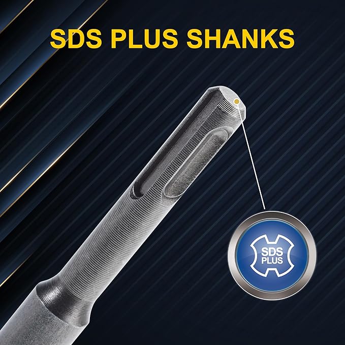 6pcs SDS Plus Chisels, Chisel Set with SDS Plus Shanks, High-Quality 40CR Steel Masonry Chisel, Professional Tile Removal Tool for Home Improvement and Masonry Demolition