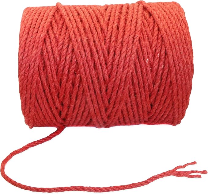 4mm x 200 Feet Red Jute Rope, Twine for Gardening Tomato Climbing Plant Tie Floristry Crafts Gift Wrapping Packing Decor