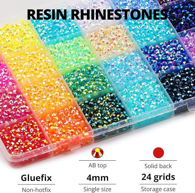 17000Pcs Resin Rhinestones for Bedazzling Crafting, 4mm Jelly Multicolor - Image 3