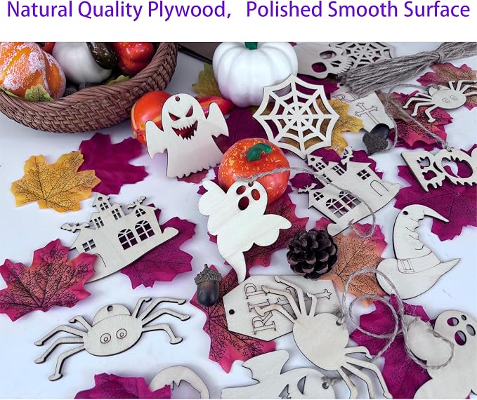60PCS Unfinished Blank Wooden Cutouts Craft - Image 3