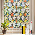 Window Privacy Film Stained Glass 35.4" x 157.4" Rainbow | Static cling – no by Unknown