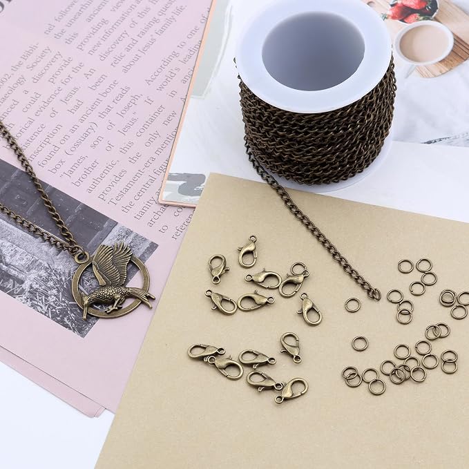 Lemonkey 33 Feet Metal Bronze Necklace Chains Curb Links Chains Bulk - Image 6
