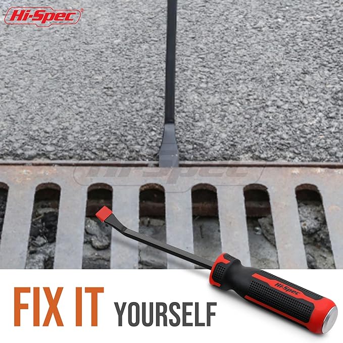 Hi-Spec 1pc Carbon Steel Pry Bar Set - 12" (1ft) / 0.3m" Size with Heavy Duty Striking Cap. Ergonomic Comfort Hold Handles for Home & Garage DIY Jobs