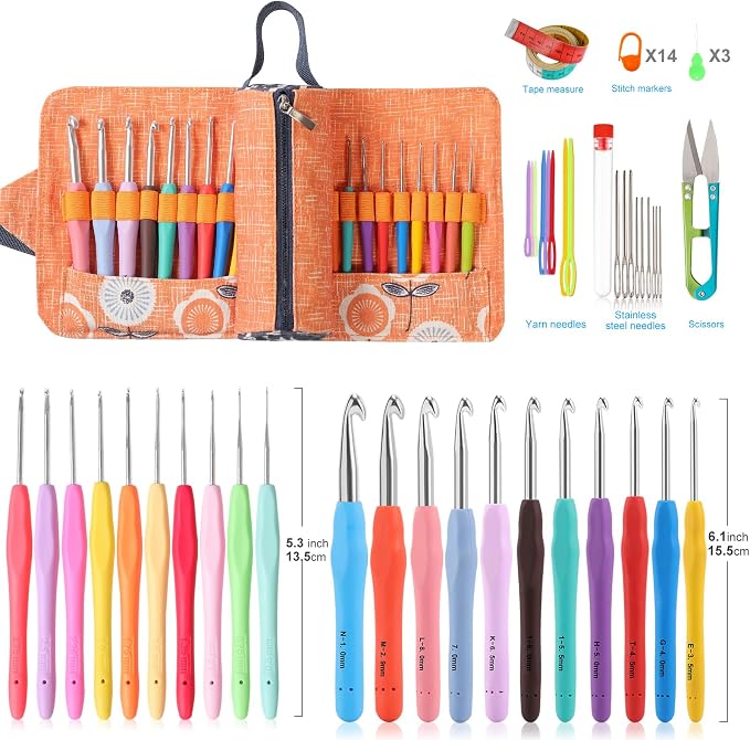Vodiye 21 Sizes Ergonomic Crochet Hooks Set 0.5–10.0mm - Image 2